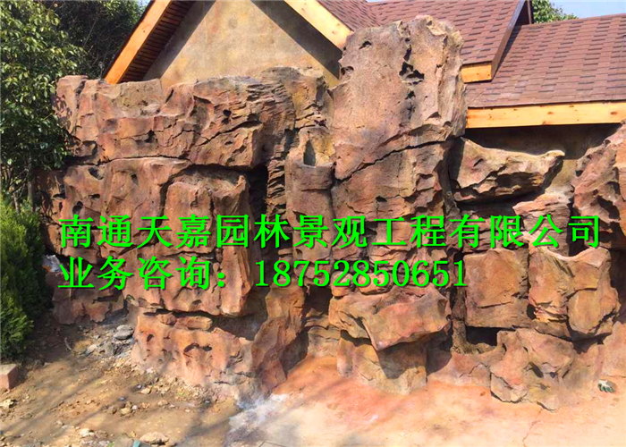扬州动物园塑石假山、仿木栏杆施工现场